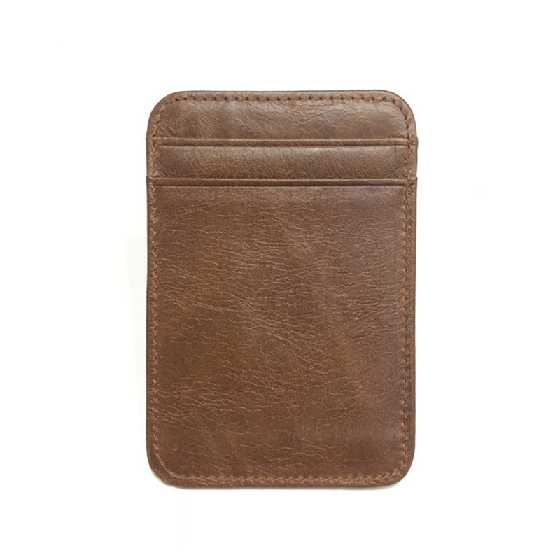 Genuine Leather Men Wallet Brown Coin Purse Small Mini Card