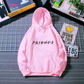 Women's Letter Friend Print Long Sleeve Hooded Sweatshirt