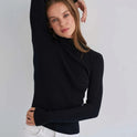 Women's Fashion Simple Pure Color Half Collar Sweater