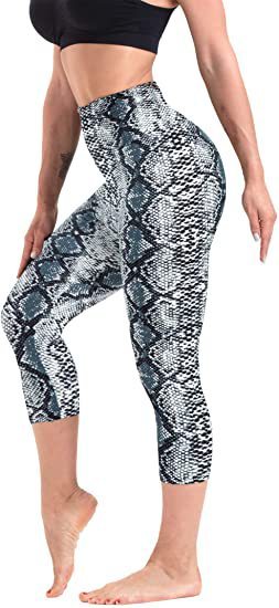 Slimming Cropped Pants High Waist Print Leggings