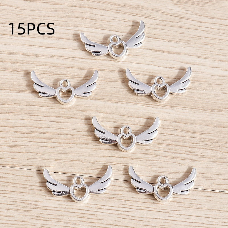 Electroplated Alloy Hollow Love Angel Wings Pendant