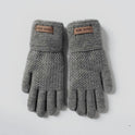 Men's Five Finger Warm Knitting Jacquard Touch Screen Riding Gloves