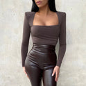 Fashion Slim Long Sleeve One Piece With Pleated Bottom