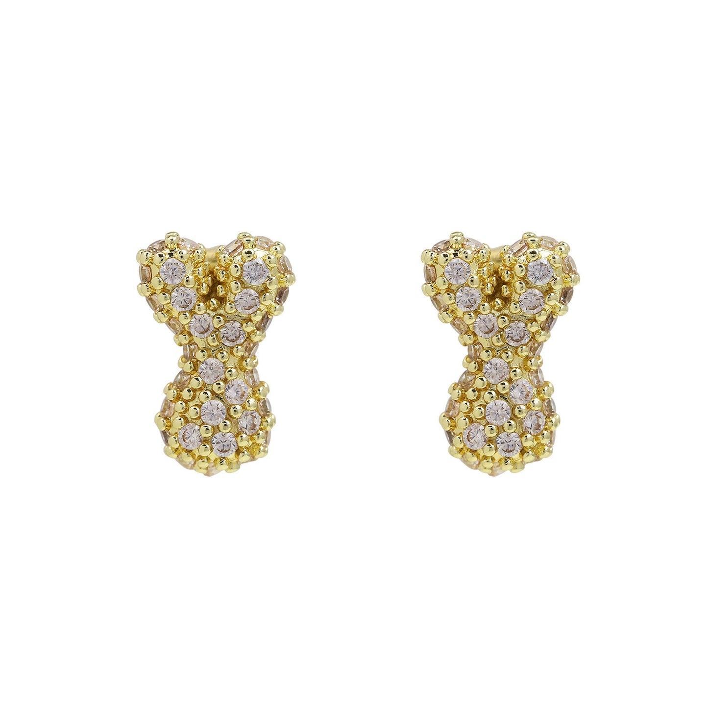 18K Brass Balloon Bubble Zircon Small Size Stud Earrings