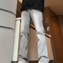 Cement Gray Straight Jeans Men's