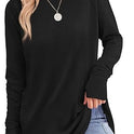 Solid Color Split-finger Long-sleeved Shirt Loose Mid-length