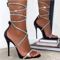 Super High Heel Rhinestone Roman Cross Strap Sandals