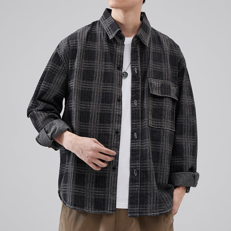 Fashion Personality Autumn Plaid Shirt Men