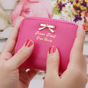 Women's Short Bowknot Clutch Bag Zipper Coin Purse