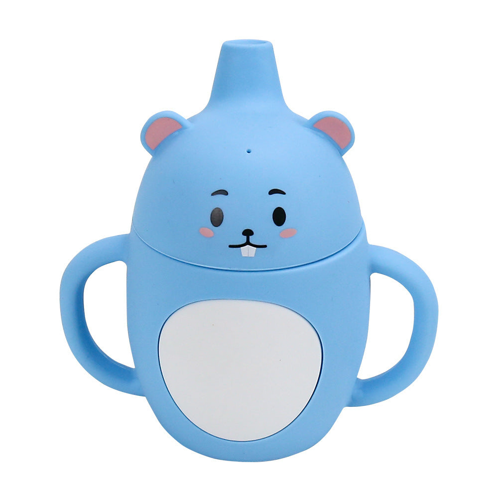 Children's Silicone Binaural Straw Anti-overflow Sippy Cup