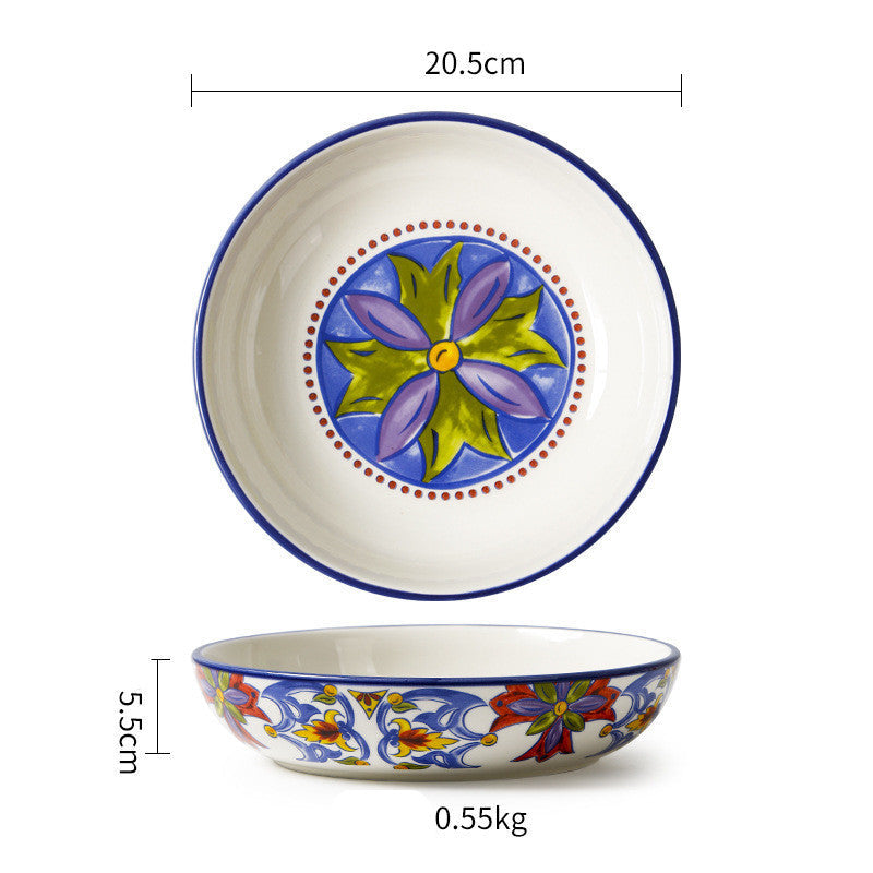 Ceramic Tableware Pastoral Style Home Plate Dinner Plate