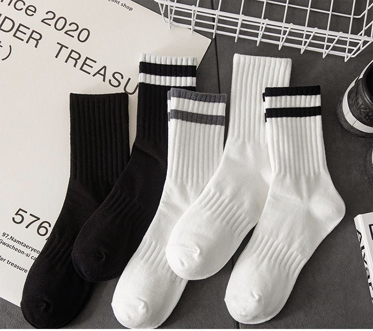 Socks Men's Spring And Autumn New Pure Color Casual Versatile Sports Style Comfortable Men's Mid-calf Length Sock