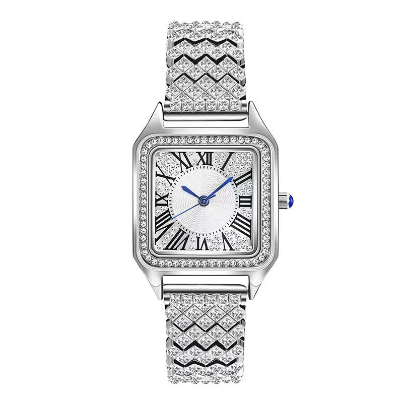 Fashion And Fully-jewelled All-match Small Square Watch Beaded Bracelet