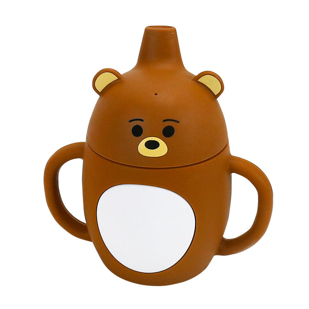 Children's Silicone Binaural Straw Anti-overflow Sippy Cup