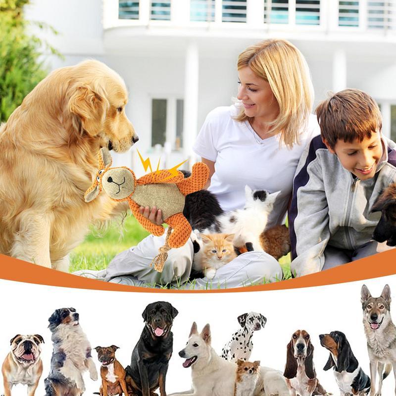 Dog Plush Toys Pet Squeaky Animal CuteShape Toy Dog Bite-Resistant Clean Teeth Chew Toy Pet Supplies Interactive Toys