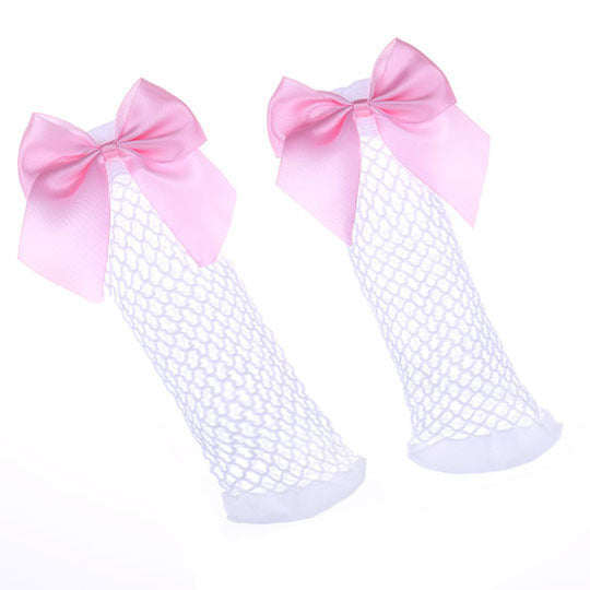 Female Lace-up Bow Fishnet Socks