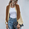 Fashion Color-block Knitted Cardigan Sweater Coat