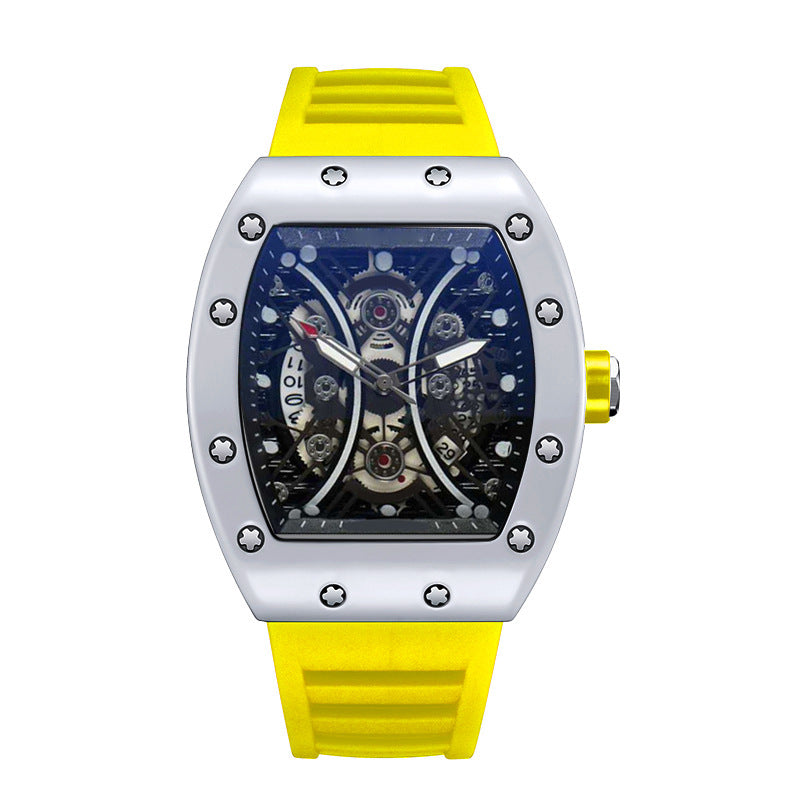 Automatic Quartz Hollow Luminous Waterproof Barrel-shaped Men