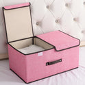 Cotton And Linen Fabric Double Lid Storage Box Foldable