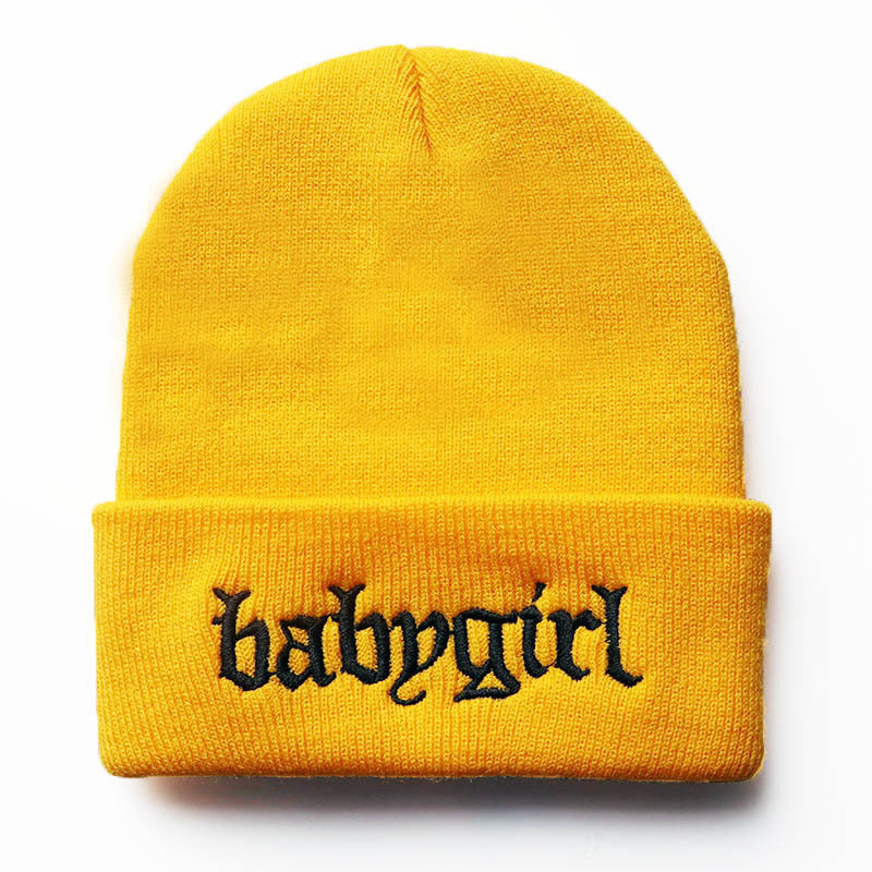 Embroidered Knitted Hat Warm Pullover Hip Hop