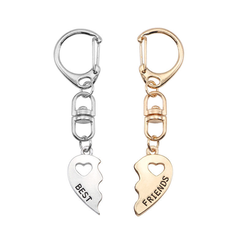 Creative Two-piece Set Golden And Silver Love Good Friends Good Girlfriends Keychain