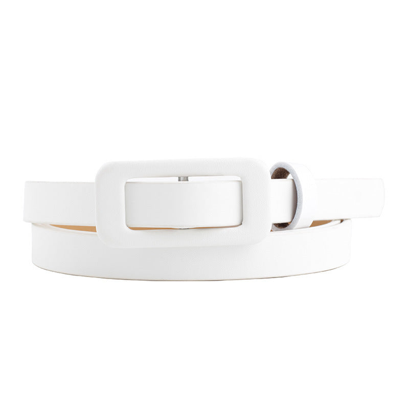 Solid Color Women's Nude Pu Small Belt