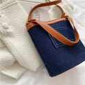 Denim Large-capacity Stitching Portable Bucket Bag