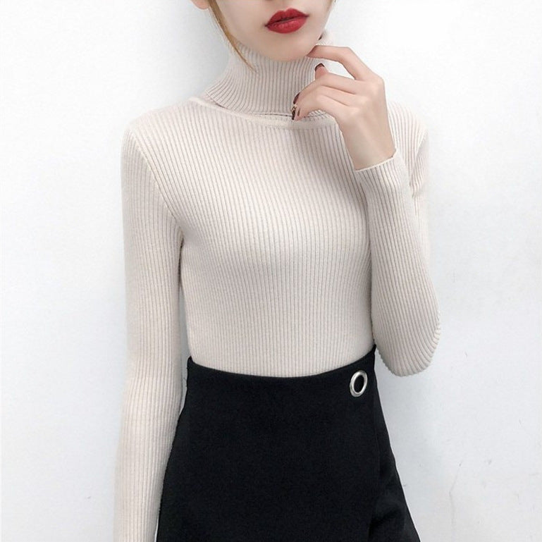 All-match Solid Color Slim Slimming Turtleneck High-neck Warm Long-