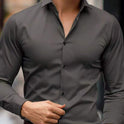 Business Lapel Shirt Solid Color Long Sleeve Casual