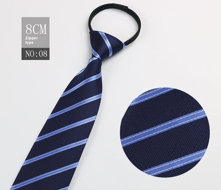 Black Men's Tie Striped Blue Business Tie Lazy Zip Tie In Stock Wholesale Pull Peels