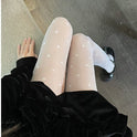 Women's Love Stockings Springsummer Thin Sweet Bowknot Milky White Pantyhose Jk Black Silk