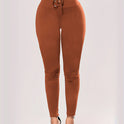 High Waist Lace-up Belly Contracting And Close-fitting Leggings