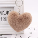 Heart-shaped Fur Ball Keychain Rex Rabbit Plush Car Pendant