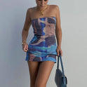 Women's Fashion Printed Bandeau Slim-fit Slimming One-line Dress