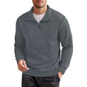 Men's Sweater Placket Zipper Design Solid Color Stand Collar Coat