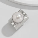 Exaggerated Inlaid Large Pearl Wide Ring