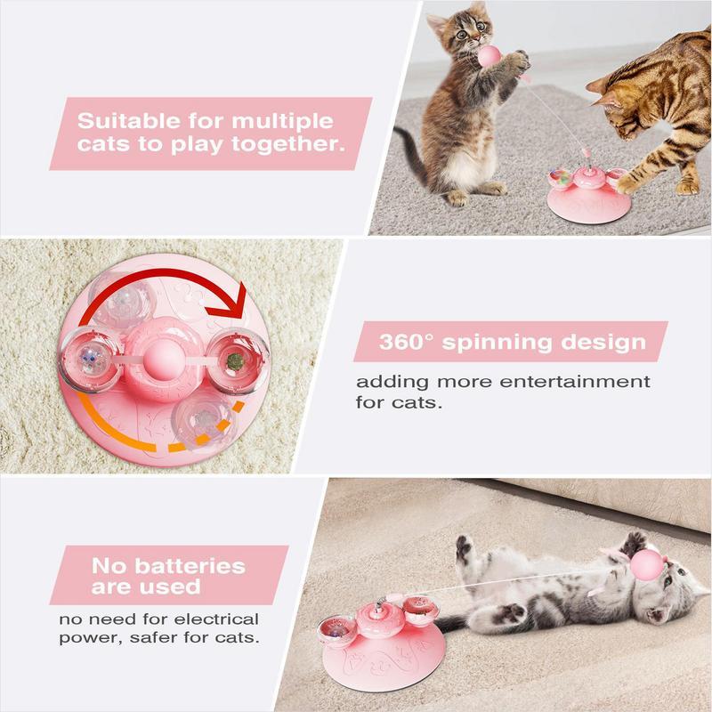 Cute Cat Fur Ball Cute Cat Teaser Wand Pet Products Spring Toy Cat Interactive Toys With Suction Cup Scratcher Toy Cat Supplies