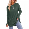 Solid Color Split-finger Long-sleeved Shirt Loose Mid-length