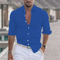 Men's Linen Shirt Button Shirt Beach Shirt Solid Color