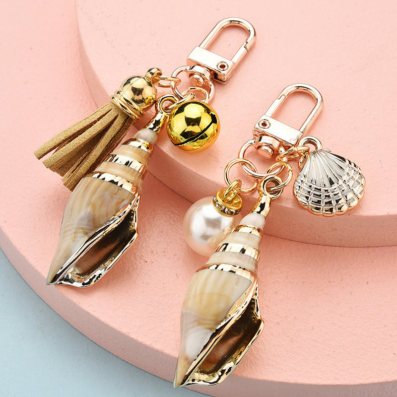 Fashionable New Cartoon Conch Tassel Key Chain