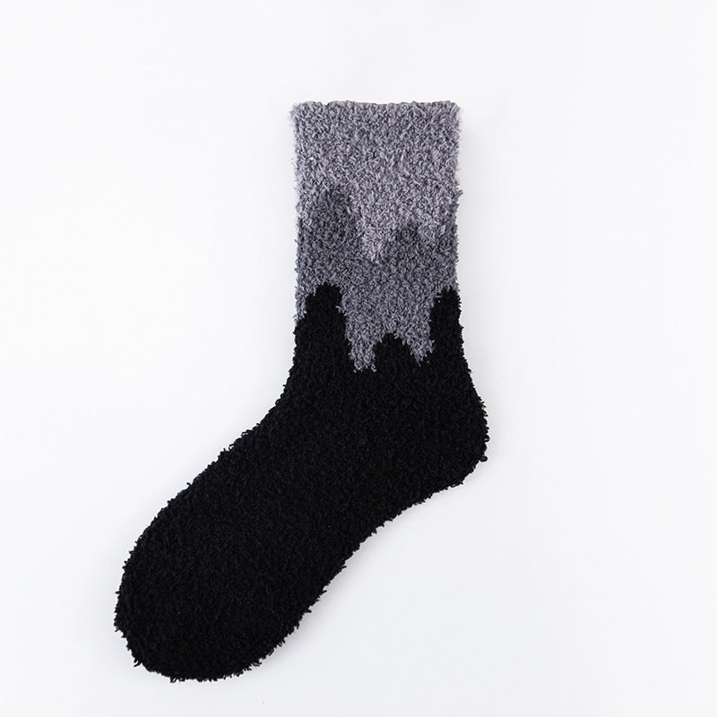 Men's And Women's Fashionable Warm Color Matching Mid-calf Socks