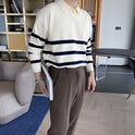 Men's Striped Contrast Color Casual All-matching Tops