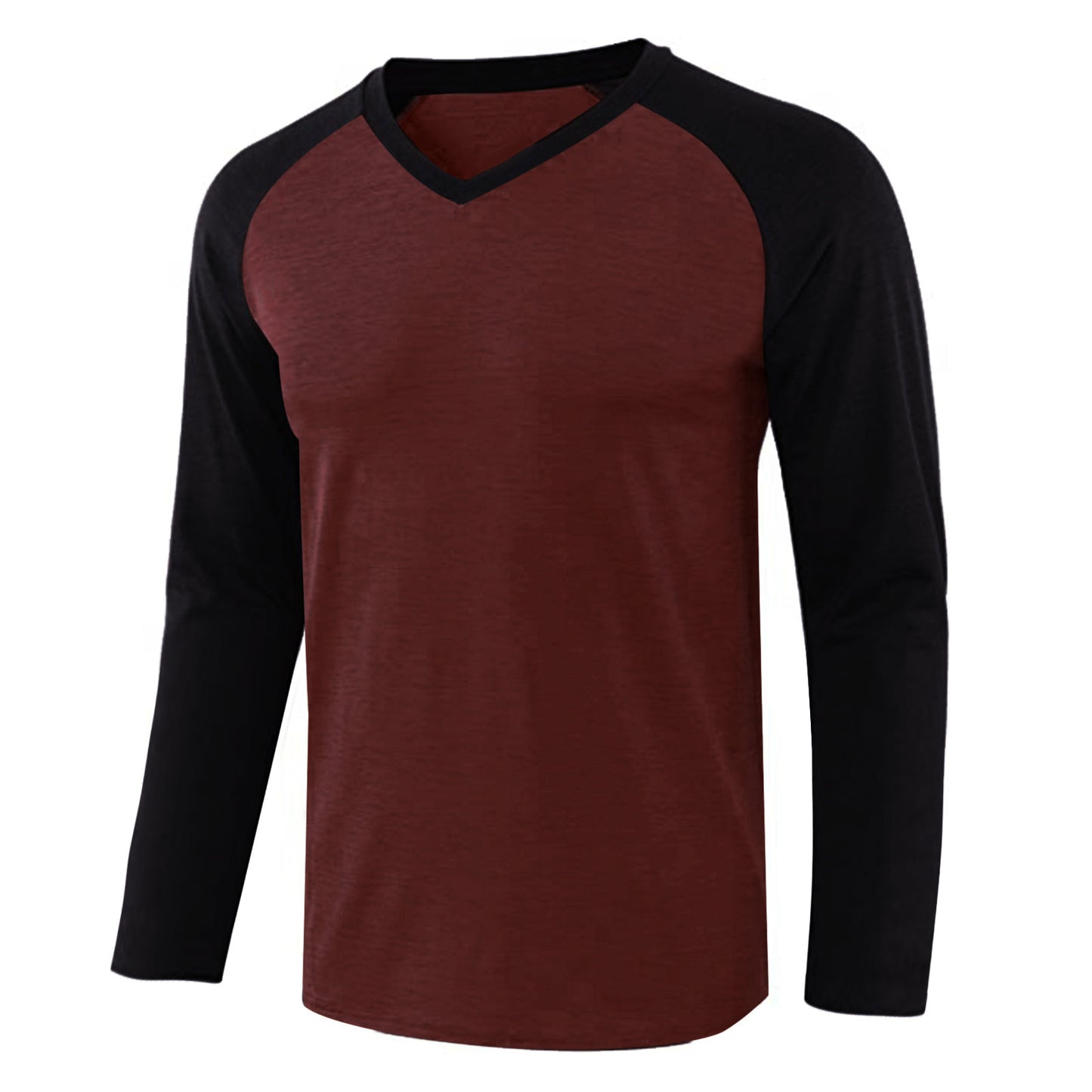 Men's Long-sleeved Contrast Raglan Sleeve T-shirt