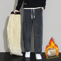 Winter Men's Casual Cashmere Pants Straight Wide-leg Pants