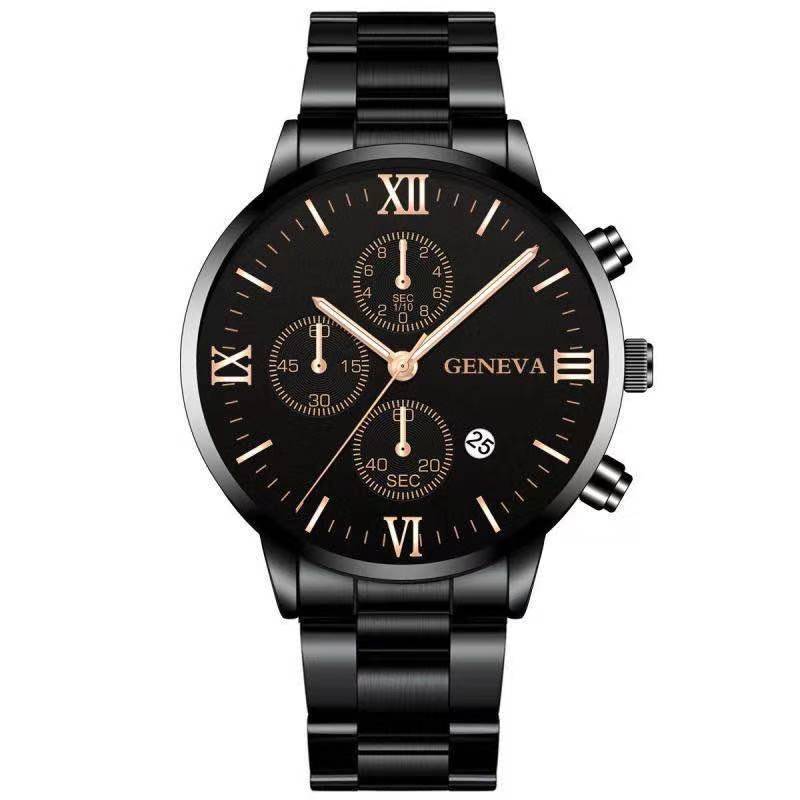 Steel Watch Men's Stainless Steel Three-eye Calendar