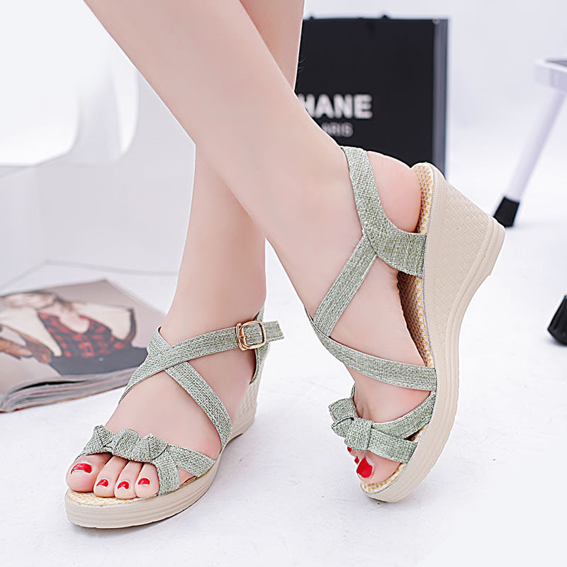 Fashion Korean Style Solid Color Sponge Cake With Fish Mouth Women's Sandals