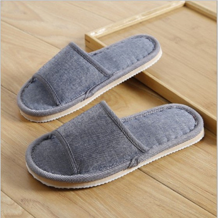 Retro Solid Color Coarse Cloth Hotel Home Slippers