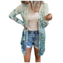 Plus Size Women's Floral Print Mid-length Coat