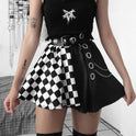 Dark Girl Color Contrast Plaid Stitching Skirt Sexy High Waist Skirt