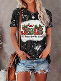 Christmas Fashion Print Round Neck T-shirt